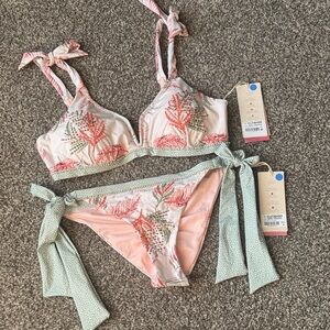 Cosita Linda Beach Tropical Beaded Embroidered Bikini cheeky bottom NWT medium